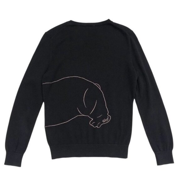 Ted Baker Size 4 Small Black Dog Sweater French Bulldog Boston Terrier Woof - Picture 2 of 10